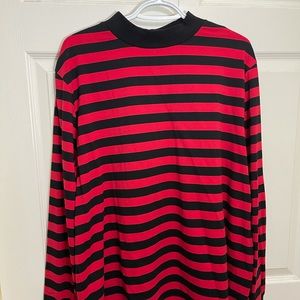 Striped Men’s Mock Neck Long Sleeve Shirt